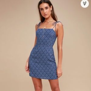 Lulu's Cambria Blue Print Mini Dress